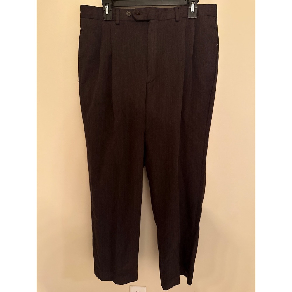 Fenzia Mens Pleated Dress Pants 36x30 Super 100 Pure Wool Gray Made in Europe